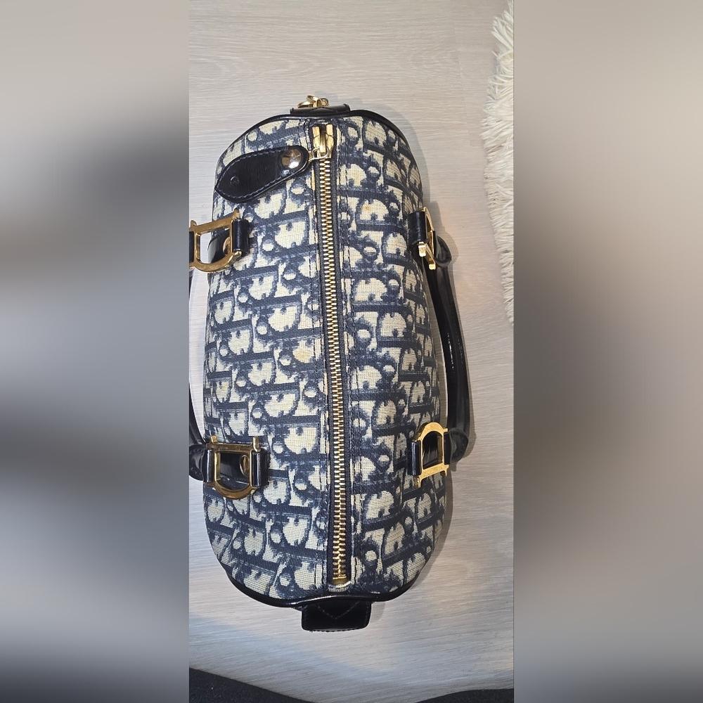 Dior Blue and White Satchel with Monogram Print - Picture 2 of 16